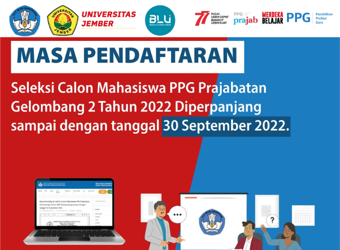 Masa Pendaftaran Seleksi Calon Mahasiswa PPG Prajabatan Gelombang 2 Tahun 2022 Diperpanjang